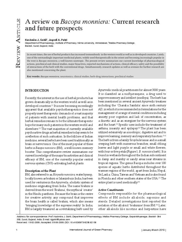Brahmi research paper brahmi benefits for brain
